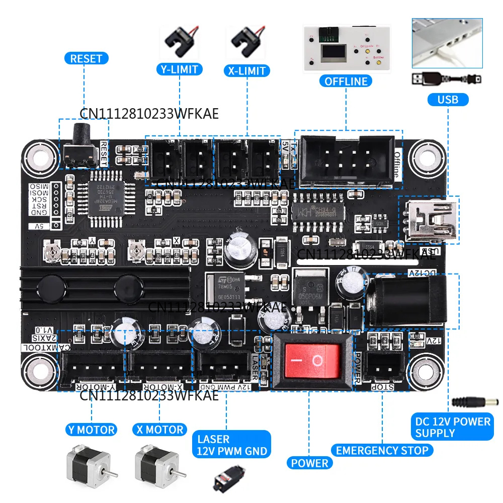 2-Axis Laser Engraver Control  - огляд і ціна Controller Grbl Board
